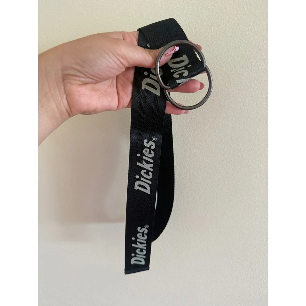 Dickies Logo Web Belt Black Silver DRing Buckle Streetwear Industrial Adjustable
